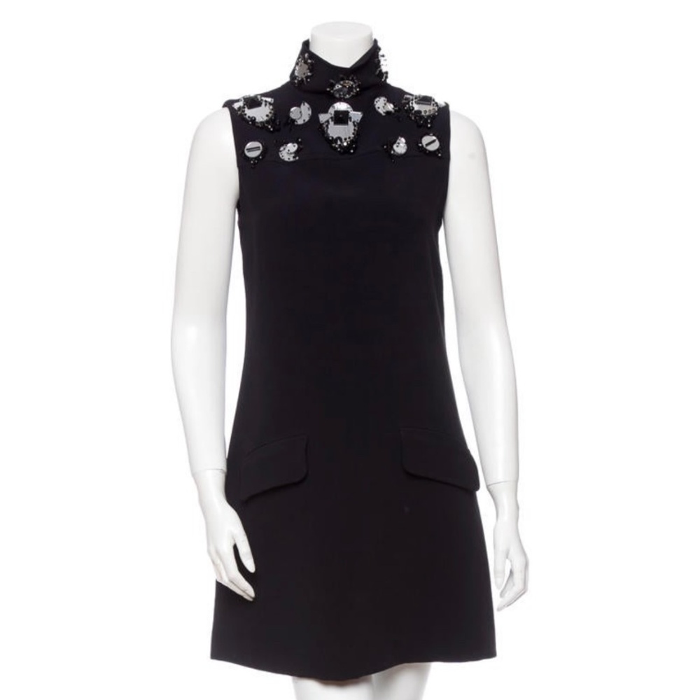 Miu Mui  Blue Dress with Silver Embellishments IT 42